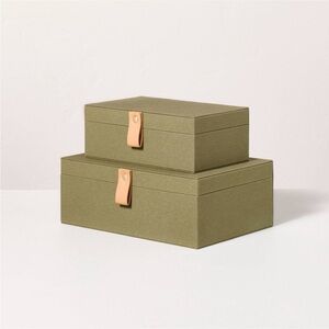 2 | Desk Storage Lidded Fabric Box Large & Medium - Hearth & Hand Magnolia